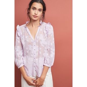 Anthropologie Maeve Mallory Sheer Purple Blouse